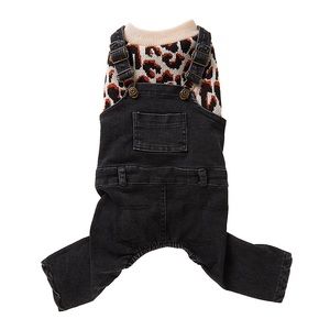 Top Paw Black Denim Cheetah Pet Jumpsuit Costume